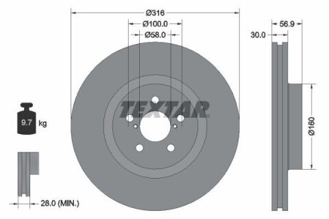 Диск гальмівний (передній) Subaru Forester/Legacy/Outback 03- (316x30) PRO