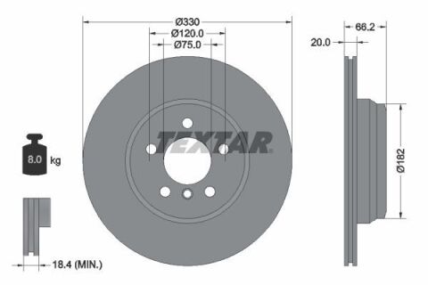 Диск гальмівний (задній) BMW 3 (F30/F31)/ 4 (F32/F36) 11- (330x20) PRO