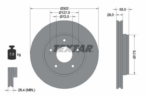 Диск тормозной (передний) Jeep Wrangler 07- (302x28) PRO