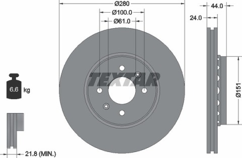 Диск тормозной (передний) Renault Kangoo 97- 4x4 (280x24) PRO