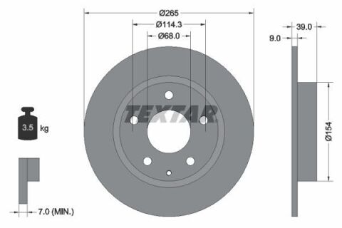 Диск тормозной (задний) Mazda 3 13-/CX-3 15- (265x9) PRO