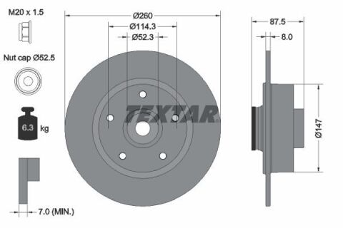 Диск тормозной (задний) Renault Megane IV 15- (260x8) (+ ABS) PRO