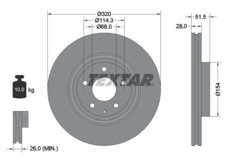 Диск тормозной (передний) Mazda 6/CX-5/CX-9 17-(320x28) PRO