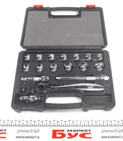 Набір наскрізних плоских торцевих головок з тріскачкою 3/8" 18 од. (хромовані)