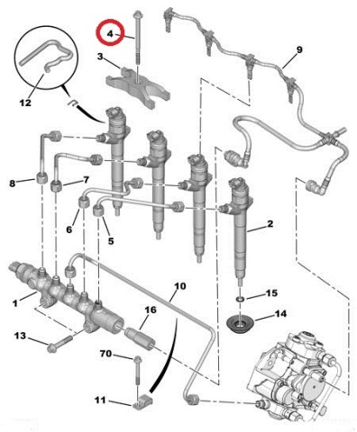 Болт крепления форсунки Citroen Jumper 2.2HDI 06-(без упаковки)