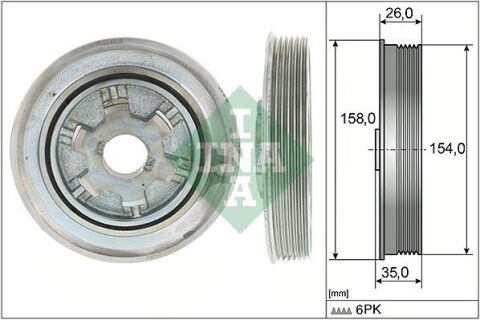 Шків колінвалу Ford Mondeo/Land Rover Freelander 2.2 TDCi/TD4 06-14 (6PK)