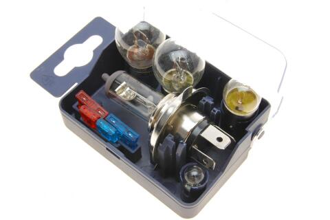 Набір автолампочок (H4 12V 60/55W/S25 12V21W BAU15S/S25 12V21/5W BAY15D/G18 12V5W BA15S/T10 12V5W) (+запобіжники)