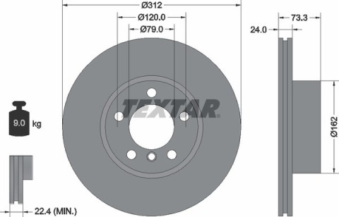 Диск гальмівний (передній) BMW 1(F20/F21) 11-/3 (E90/E91/E92) 07-11 (312x24) PRO+