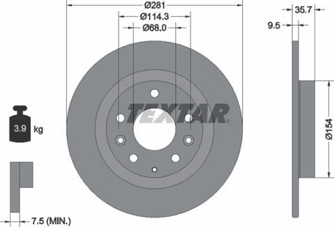 Диск гальмівний (задній) Mazda CX-3 1.5 D/ 2.0 16V 15- (281x9.5) PRO