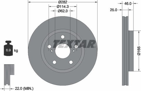 Диск тормозной (передний) Toyota Corolla 18-(282x25) PRO