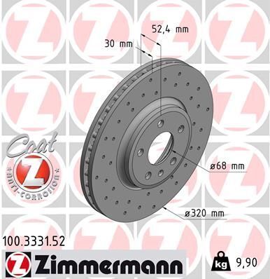 Диск тормозной (передний) Audi A4/A5/Q5 07-17 (320x30) (с покрытием) (с отверстием) (вентилированный)