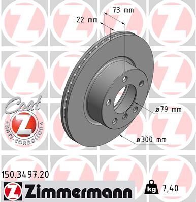 Диск тормозной (передний) BMW 1 (F20)/3 (F30)/4 (F32) 11-(300x22) (с покрытием) (вентилированный)