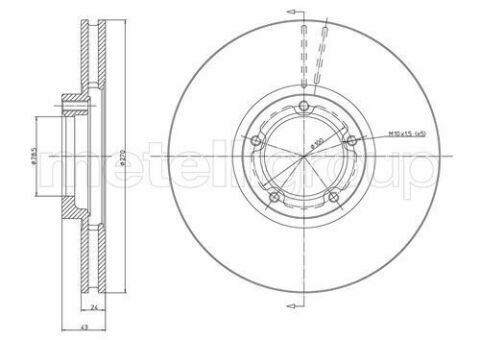 Диск гальмівний (передній) Ford Transit 91-00 T15"(DRW) (270x24.3) (вентильований) (зам.для 23-0324)