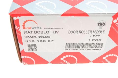 Ролик дверей (бічних/средний) Fiat Doblo 10- (L) (з кронштейном)