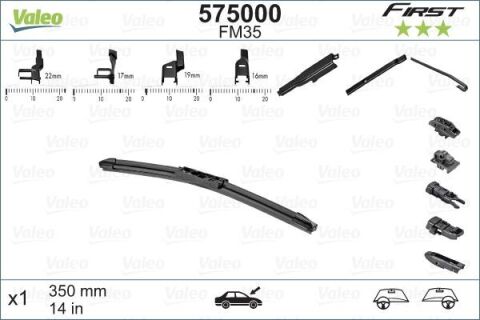 Щітка склоочисника (350mm) Chevrolet Aveo/Renault Clio IV/Smart 11- (безкаркасна)