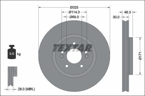 Диск гальмівний (передній) Hyundai Tucson 1.6 CRDi/TGDi 20-/Kia Sportage V 1.6 T-GDi 21-  (325x30) PRO