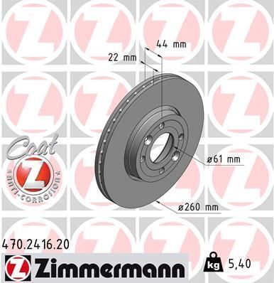 Диск тормозной (передний) Renault Megane II/Clio II/III 1.2-1.5 dCI 02-(259,6x22) (с покрытием) (вент)