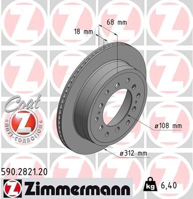 Диск тормозной (задний) Toyota Land Cruiser 2.7-4.0 09-(312x18) (с покрытием) (вентилированный)