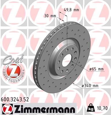 Диск тормозной (передний) Audi A3/Skoda Octavia/VW Golf 13-/Passat 08- (340x30)(отверстие) (вент)