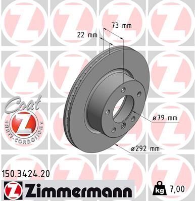 Диск тормозной (передний) BMW 1 (E81/E87)/3 (E90) 1.6-2.0/1.8d 04-11 (292х22) (с покрытием) (вент.)