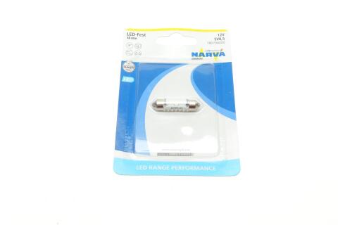 Автолампа 12V 0,6W SV8.5 (9.8x38mm) Festoon (LED) (блистер/1шт)