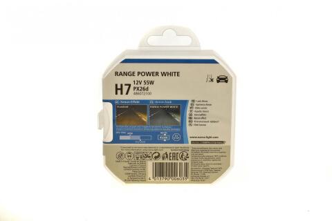 Автолампа H7 12V 55W PX26d Range Power White (4500K) (к-кт 2 шт.) Автолампа H7 12V 55W PX26d Range Power White (4500K) (к-кт 2 шт.)