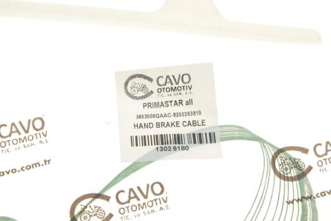 Трос ручника (задний) (L) Renault Trafic/Opel Vivaro/Nissan Primastar 03- (1498/1365mm) Трос ручника (задний) (L) Renault Trafic/Opel Vivaro/Nissan Primastar 03- (1498/1365mm)