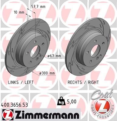 Диск тормозной (задний) MB C-class (W204) 07-14 (300x10) (с покрытием) (с прорезью) (полный)