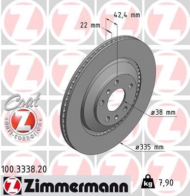 Диск тормозной (задний) Audi A8 03-10/VW Phaeton 04-16 (335x22) (с покрытием) (вентилированный)