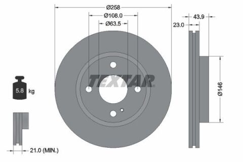 Диск тормозной (передний) Ford Fiesta 08-(258x23) PRO+