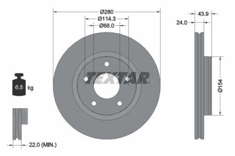 Диск тормозной (передний) Nissan Juke/Tiida 10- (280x24) PRO+