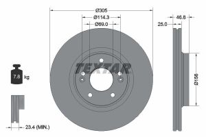 Диск тормозной (передний) Hyundai Tucson/ I30/ Kia Ceed/Sportage 15- (305x25) PRO+