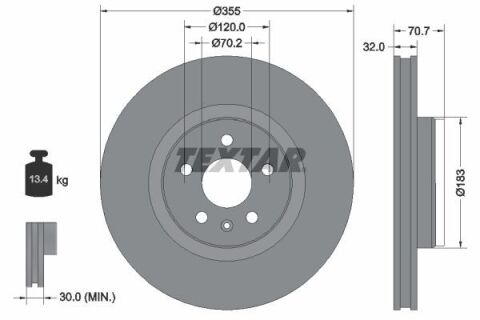 Диск гальмівний (передній) Tesla Model S/X 16- (355х32) PRO+