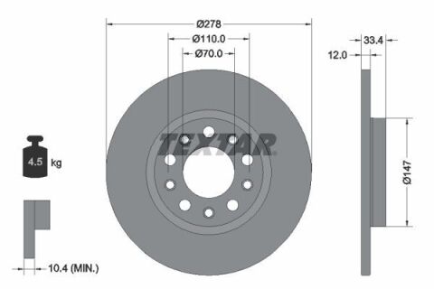 Диск гальмівний (задній) Jeep Cherokee 2.0-3.2 13- (278x12) PRO