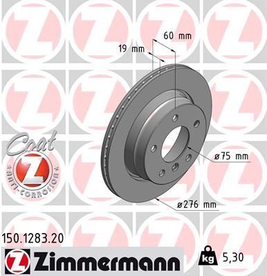 Диск тормозной (задний) BMW 3 (E36/E46) 95-05 (276x19) (с покрытием) (вент.)