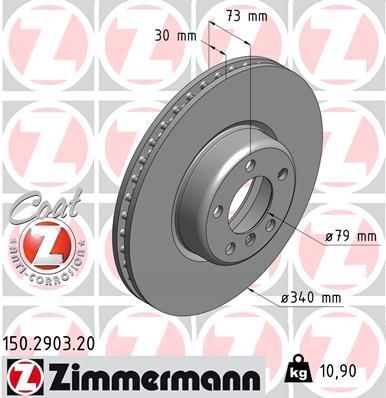 Диск тормозной (передний) BMW 3 (F30/F80) 12-16 (340x30) (с покрытием) (вент.)