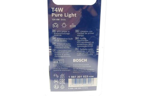 Автолампа T4W 12V 4W BA9s Pure Light (к-кт 2шт)