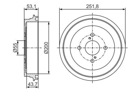 Барабан тормозной (задний) Toyota Yaris 05-(53,1x251,8) d1=55mm/d2=200mm