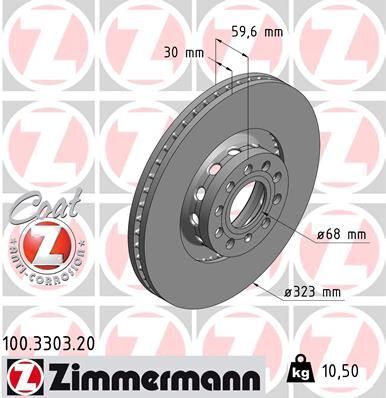 Диск тормозной (передний) Audi A6/A8 96-10 (323x30) (с покрытием) (вент.)