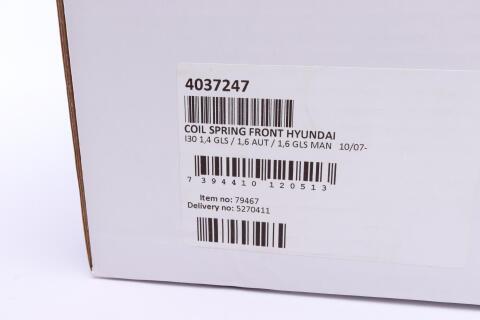Пружина (передня) Hyundai i30 1.4/1.6 07-11 (нах.зад.частина) (осн:GLS) (№ шасі:J на 11 позиції)