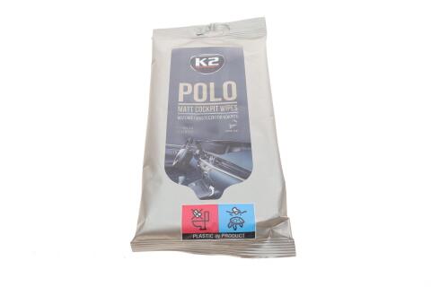 Серветки для догляду за елементами з пластмаси та гуми в салоні Polo Matt Cockpit Wipes (24 шт)