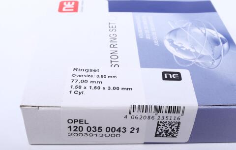 Кільця поршневі Daewoo Nexia 1.5 16V 95-97 (d=77mm) (+0,50) (1.5-1.5-3) (на 1 поршень) = 8935482500