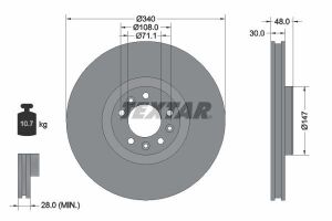 Диск тормозной (передний) Citroen C5/C6/Peugeot 407/508 04- (340x30) PRO