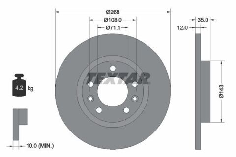 Диск тормозной (задний) Citroen C4 13-/Berlingo/Peugeot Partner 18- (268x12) PRO