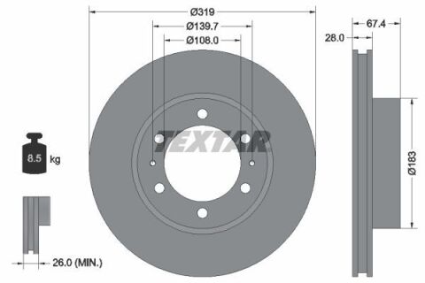 Диск тормозной (передний) Toyota Hilux 06- (319x28) PRO