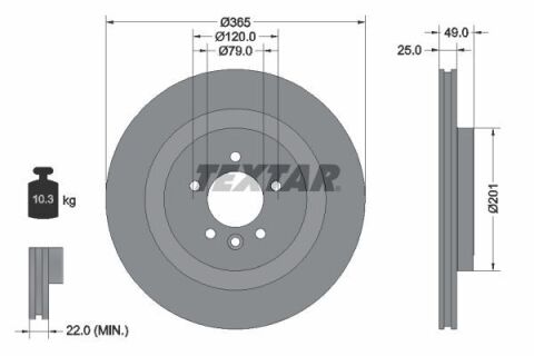 Диск тормозной (задний) Land Rover Range Rover 12-(365x25) PRO