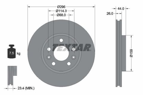 Диск тормозной (передний) Renault Kangoo III 21-/Megane IV 15-/Nissan Qashqai 21- (296x26) PRO