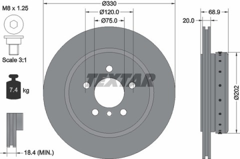 Диск гальмівний (задній) BMW 5 (F10/F11) 09- (330x20) PRO+