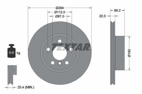 Диск тормозной (передний) BMW 3 (G20/G80/G28) 19-(294x22) PRO+ B47/B48