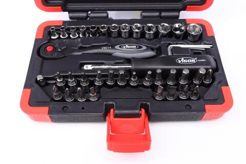 набор инструментов комбинированный 1/4" (головки, головки со вставкой) 46 ед. (хромированные)